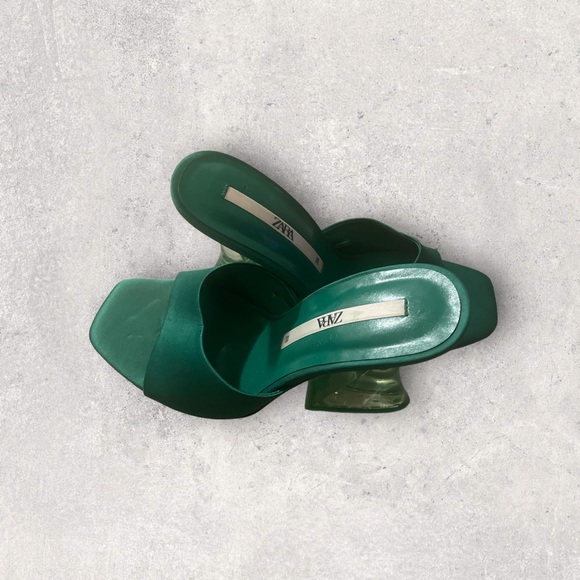 Zara Shoes Zara Green High Heeled Methacrylate Sandals Poshmark